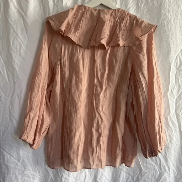 Zara Collection Ruffled Collar Shirt -Blouse - Size Small NEW - Picture 4 of 13